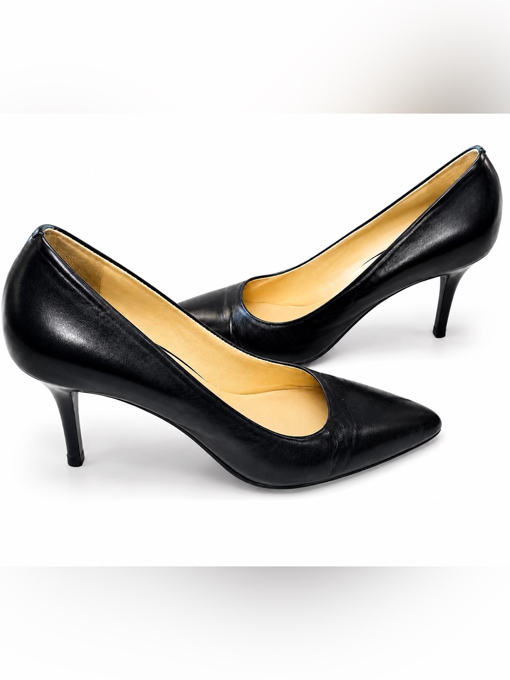 Cole Haan Nike Air Comfort Technology Black Leather Pointed Toe Pumps Vintage 7B